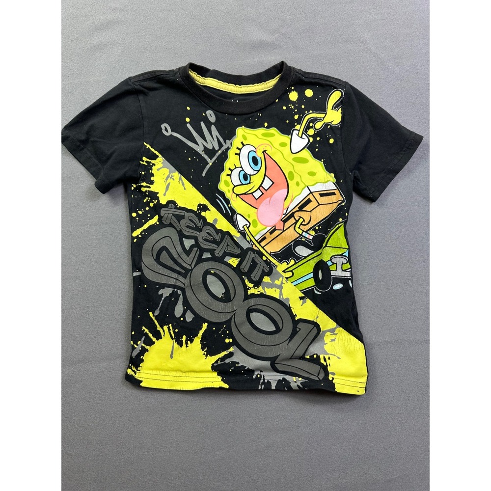 Nickelodeon SpongeBob SquarePants Keep It Cool Graphic Tee Black Neon Yellow‎ 4